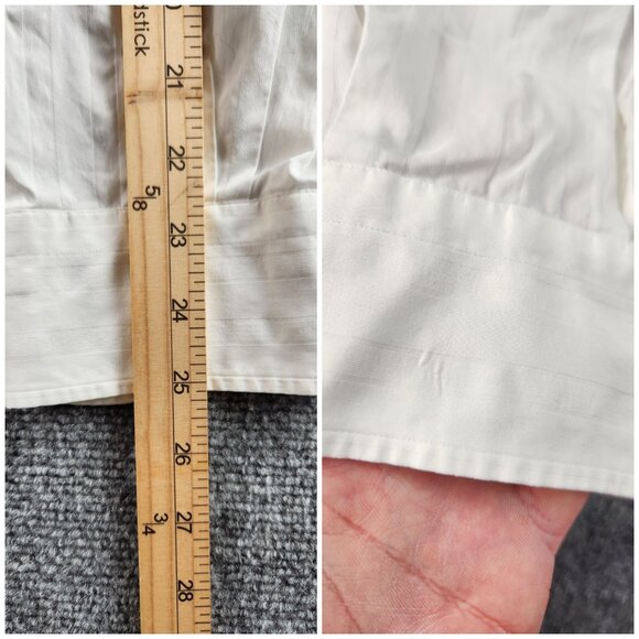 Lorenzini White Button Up Shirt Long Sleeve Hand Made Italy Cotton Bespoke 15.5 - Picture 14 of 16